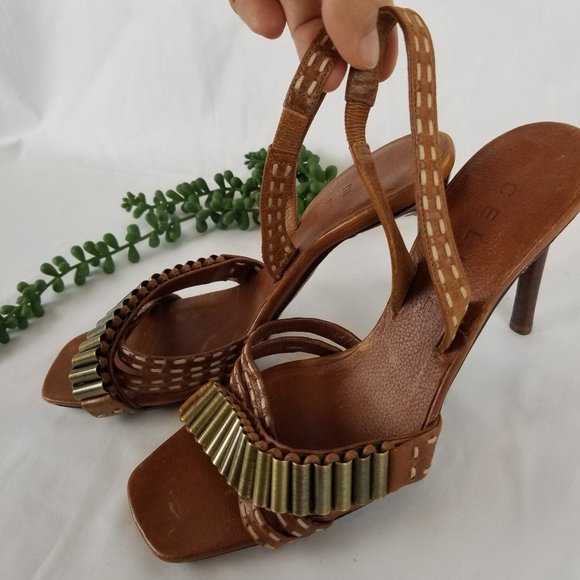 CELINE Leather Slingback Sandals - Picture 2 of 7